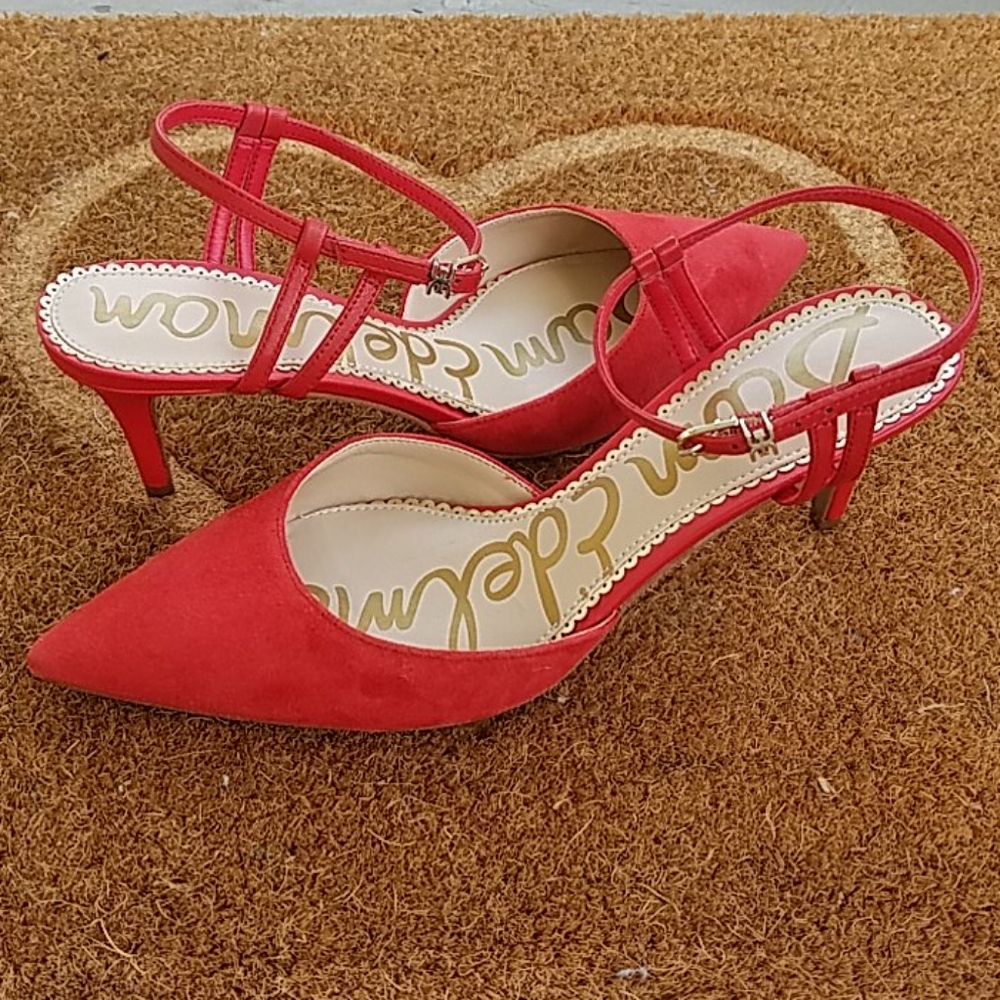 Sam Edelman Red Suede Javin D'Orsay Pumps